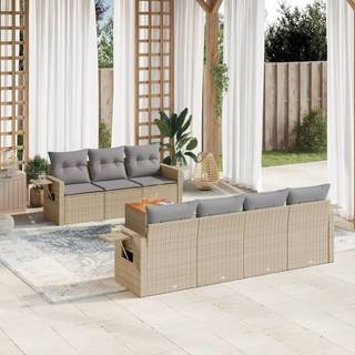 sofasæt til haven 8 dele med hynder polyrattan beige