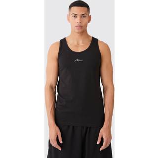 Mens Black Regular Fit Man Signature Basic Vest