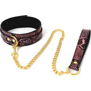 Kiotos Collar with Leash Reptile Gold/Pink