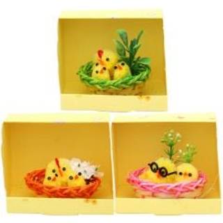 Chenille kyllinger i rede - Grøn rede