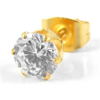 8mm Guldfarvet Rund Zirkon Ørestik