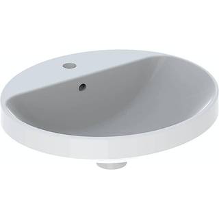Geberit VariForm håndvask til indbygning oval, med hylde og hanehul: B=50cm, T=45cm, Hanehul=Midtpå, Overløb=Uden, Hvid