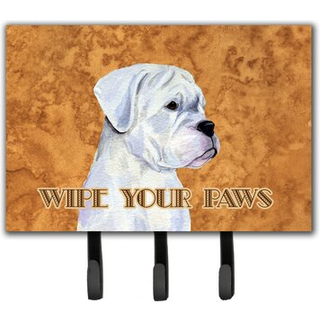 """" Caroline's Treasures SS4887TH68 White Boxer T?r dine poter i snor eller n?gleholder stor flerfarvet """"