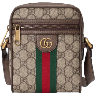 Gucci - Ophidia Mini Leather-Trimmed Monogrammed Coated-Canvas Messenger Bag - Men - Brown