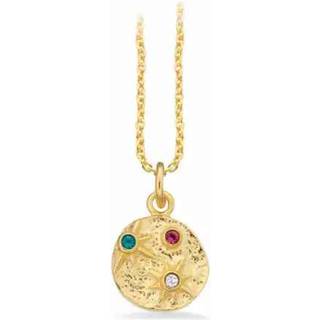 Scrouples vedhæng rustik med farvet cubic zirkonia i forgyldt med kæde