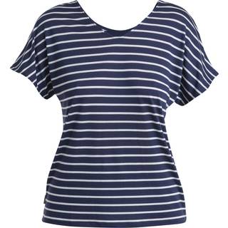 Icebreaker Women's Drayden Reversible S/S Top Stripe Merino-shirt Damer størrelse L farve blå