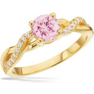 Scrouples ring rosa/hvid med cubic zirkonia i forgyldt