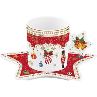 Sæt med kaffekop og underkop, 175 ml, porcelæn, "CHRISTMAS ORNAMENTS"