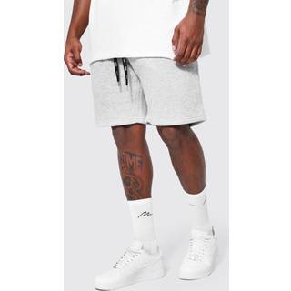Mens Grey Marl Plus Jersey Shorts With Man Drawcords
