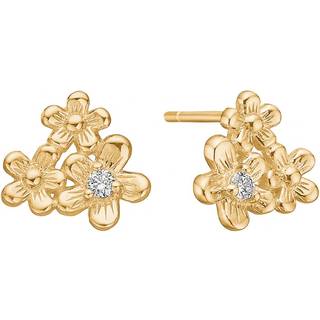 Lund Copenhagen blomster ørestikker i 8 kt guld med diamanter