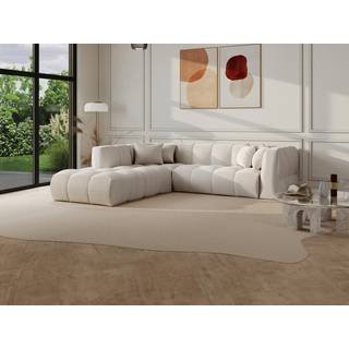Stor hjørnesofa venstrevendt i beige fløjl med fine ribber NAEMIA fra Maison Céphy
