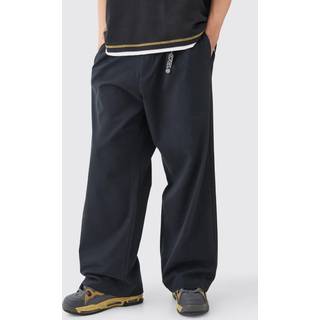 Mens Black Fixed Waist Super Wide Leg Chino With Charm