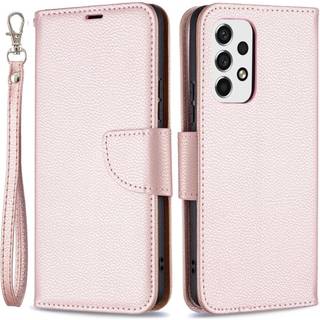SKALO Samsung A53 5G Premium Litchi Flip Cover - Rosa guld
