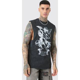 Mens Tall Renaissance vest In Acid Wash Grey