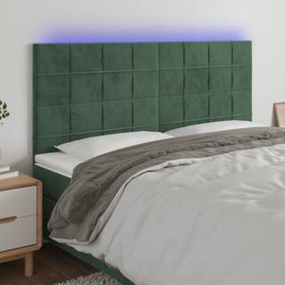 Sengegavl Med Led-Lys Velour - Mørkegrøn / 180 x 5 x 118/128 cm