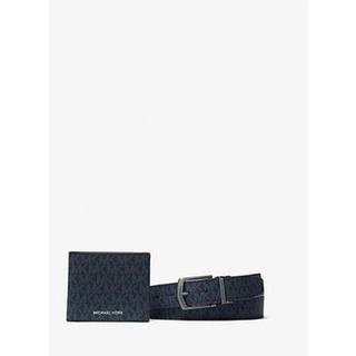 MK Signature Logo Wallet and Belt Gift Set - Blue - Michael Kors - ONE SIZE