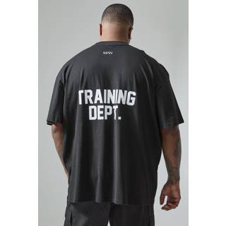 Mens Black Plus Active Extended Neck Training Dept. Oversized T-shirt