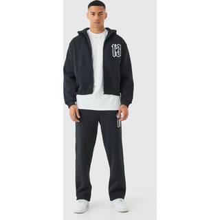 Mens Black Oversized Boxy Zip Through 13 Hooded Tracksuit