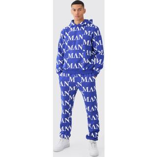 Mens Cobalt Regular Fit Man Roman All Over Print Hooded Tracksuit