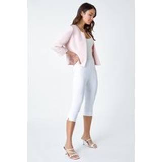 Roman Roman Pink Pleated Textured Cropped Jacket