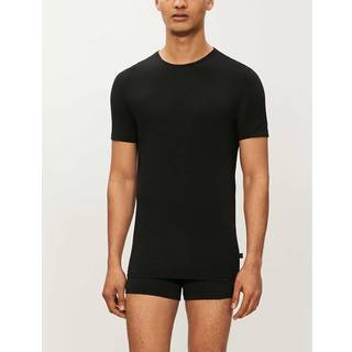 DEREK ROSE Herren T-Shirt schwarz Viskose/Modal unifarben