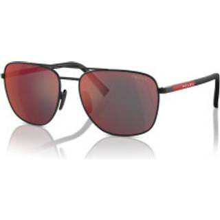 Prada Linea Rossa Mand PS 54ZS DG008F Solbriller Stål Sort Grå Rund Spejlet