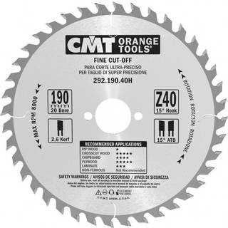 CMT Klinge 190x2,6x16 Z40 W - 292.190.40E