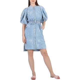 Stella McCartney Puff-sleeve denim shirt dress - blue - XS