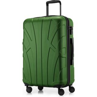 Suitline - Mittelgroßer Reisekoffer mit Erweiterung, Trolley Hartschale matt, 4 Rollen, ABS, TSA, Grün - Gruen