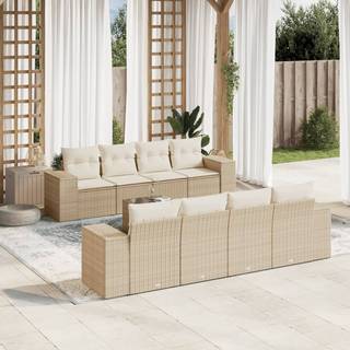 sofasæt til haven 9 dele med hynder polyrattan beige