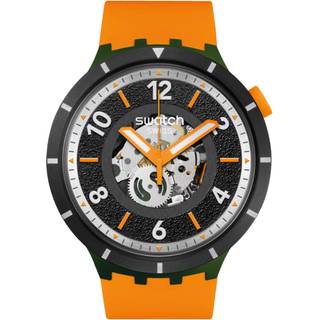 Swatch Big Bold Fall-Iage Black Dial Silicone Strap Unisex Watch SB03G107
