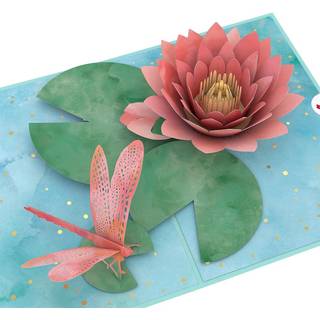 LOVEPOP Water Lily Dragonfly Pop -Up Card - Alla tillfällenskort - Handgjort 3D -pop -up gratulationskort för henne - Everyday Love Card 5 x 7