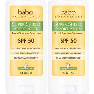 Babo Botanicals Super Shield SPF 50 Stick Solcreme - 70 % organiske ingredienser - Naturlig zinkoxid - Til alle aldre - NSF & MADE SAFE Certifice
