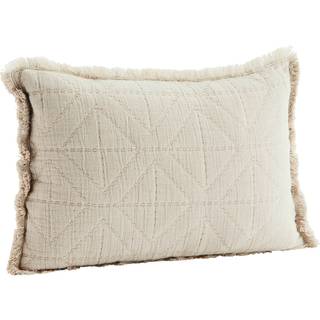 Madam Stoltz Broderet Pudebetræk 30x45 Cm - Pyntepuder & Betræk Bomuld Light Taupe - 55-8960PC