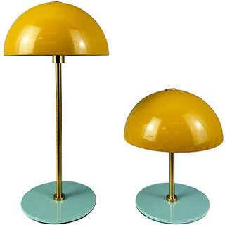 Along LED bordlampe / batterilampe, karry/turkis / messing (2 stk.)