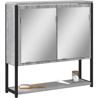 skab med spejl 60x16x60 cm konstrueret træ grå sonoma-eg
