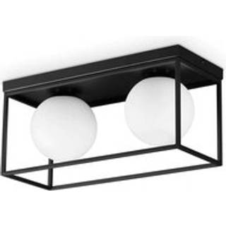 Ideal Lux loftlampe Lingotto, 2 lyskilder, sort, opalglas