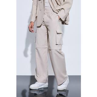 Mens Stone Tailored Zip Off Cargo Hybrid Trousers