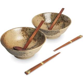 Japansk ramen skålsæt, 6 dele, komplet til 2 personer - Purobu Ø22 cm