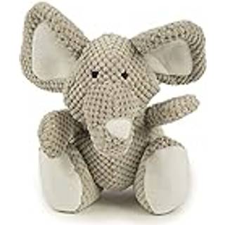 Godog Checkers Elephant Squeaky Plush Dog Toy Chew Guard Technology - Gray Large