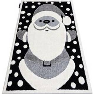 Tæppe børns JOY Santa Julemanden til børn - Strukturelle, to niveauer af fleece sort / fløde 160x220 cm
