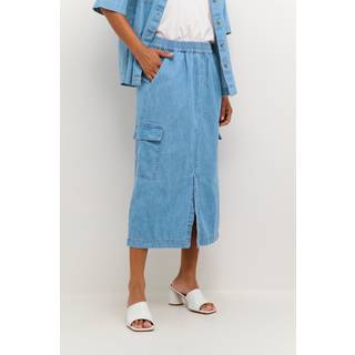 KAFFE Louise Nederdel Chambray Medium Blå-42
