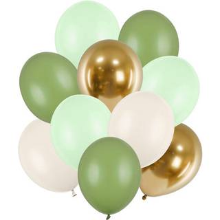 10 stk. Latexballoner i Pistacie & Guld 27-31 cm – Svæver elegant til enhver fest