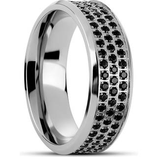 Hyperan | 8 mm Sølvfarvet Sort Zirconium Titanium Ring