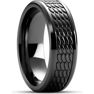 Hyperan | 8 mm Sort Titanium Ring med Ovalt Mønster