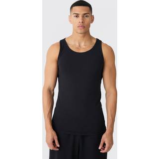 Mens Black Basic Muscle Fit Vest