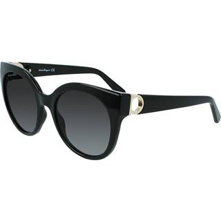 Ferragamo Kvinde SF1031S 001 Solbriller Acetat Sort Grå Rund Skygge
