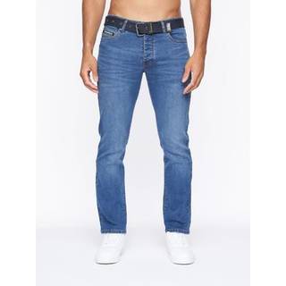 Crosshatch Herre Princed Jeans med lige pasform Stenvasket