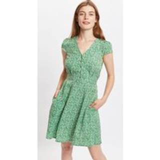 Louche Cathleen Micro Flower Print Mini Tea Dress - Green