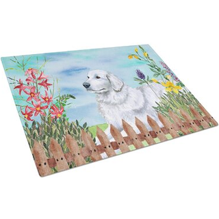 Caroline's Treasures CK1237LCB Maremma Sheepdog Spring Glass Cutting Board Stor dekorativt tempereret glas Køkkenskæring og serveringsplade Stor